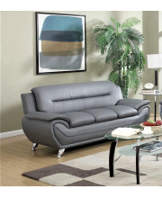 US Pride Furniture Modern Faux Leather couch for Living Room Bedroom or Office, contemporary 3 Seater Accent Piece, 792AA Wide Sofa, grey