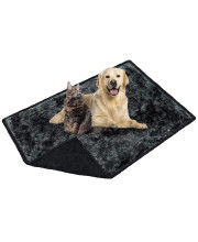 PetAmi Fluffy Waterproof Dog Blanket Faux Fur Pet Fleece Shag Throw for Dogs and cats Fuzzy Furry Soft Plush Sherpa Throw Furniture Protector Sofa couch Queen Bed (Tie-Dye Black, 90x90)