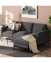 Zinus Logan Reversible Sectional Chaise/L-Shaped Sofa/Green Tea Infused Foam Cushions/Tool-Free, Easy Assembly, Dark Grey