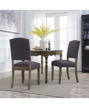BELLEZE Vintage Armless Studded Dining Chairs [Set of 2], Modern Parsons Style Upholstered Contemporary Kitchen Table Seat with High Back & Nailhead Trim - Blake (Dark Gray)