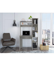 HomeRoots Modern Light Gray Office Desk with Storage Cabinet