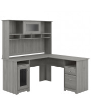 Bush Furniture Cabot L Shaped Computer Desk with Hutch, 60W, Modern Gray