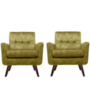 GIA Home Furniture Series Mid-Century Living Room arm Chair Set of 2,Green Velvet Fabric, 2 Pack