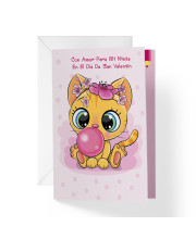 1Up greetings Single Spanish Valentines Day cards For granddaughter Tarjetas De San Valentin En EspaAol Para Nieta Pink Kitty cat coloring Image Your Purchase Helps Animals 5Ax75A With Envelope Made in USA Female Owned Small Business