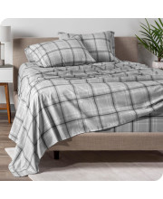 Bare Home Full Sheet Set - Luxury 1800 Ultra-Soft Microfiber Full Bed Sheets - Double Brushed - Deep Pockets - Easy Fit - 4 Piece Set - Bedding Sheets & Pillowcases (Full, Tartan Plaid)
