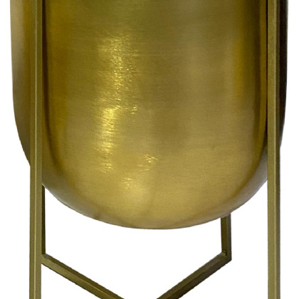 16, 13 Inch High Brass Raised Planter with Stand, Set of 2, Gold
