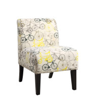23 Inch Wide Accent Chair with Cute Bike Print, Multicolor
