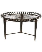 31.5 Inches Wire Top Round Metal Frame Table, Brown