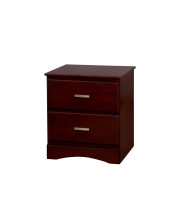 2 Drawer Wooden Night Stand In Transitional Style, Cherry Brown