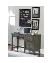Wooden Writing Desk With Keyboard Tray And 2 Drawers, Gray