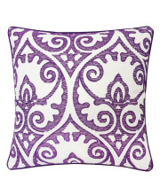 20 X 20 Inches Filigree Embroidered Cotton Pillow, Set of 2, Purple and White