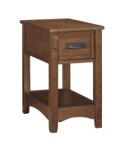 1 Drawer Chair Side End Table with Open Bottom Shelf, Brown