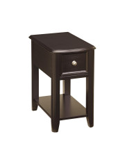 1 Drawer Chair Side End Table with Open Bottom Shelf, Dark Brown