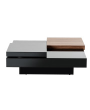 1 Drawer Wooden Coffee Table with Movable Tabletop, Black and Brown
