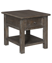 1 Drawer Rustic Wooden End Table with Open Bottom Shelf, Brown