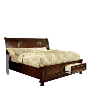 2 Drawer Eastern King Bed with Sleigh Headboard and Molded Details,Brown