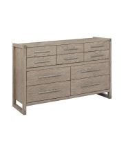 10 Drawer Dresser with Grain Details and Sled Base, Oak Brown