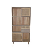 2 Door Wooden Bookshelf with 2 Drawers, Washed Brown