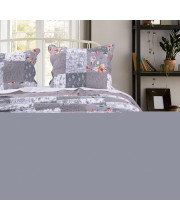 3 Piece Microfiber King Size Quilt Set with Floral Prints, Multicolor