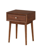 1 Drawer Wooden End Table with Splayed Legs, Walnut Brown