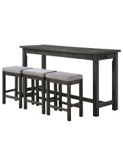 1 Drawer Counter Height Table with Backless Stools, Set of 4, Gray