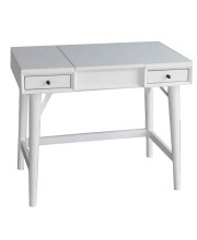 2 Drawer Vanity Desk with Flip Top Mirror and Storage Compartment, White