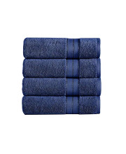 Bergamo 4 Piece Spun loft Towels with Stripe and Twill Weave The Urban Port,Dark Blue