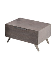1 Drawer Faux Concrete Nightstand with Metal Handle and Angled Legs, Gray