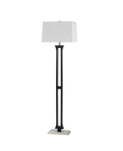 100 Watt Metal Body Floor Lamp with Square Fabric Shade, Black and White