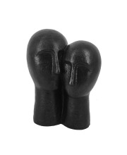 11 Inch Polyresin Couple Head Sculpture, Black