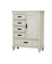 1 Shutter Door Wooden Chest with 4 Drawers, Antique White