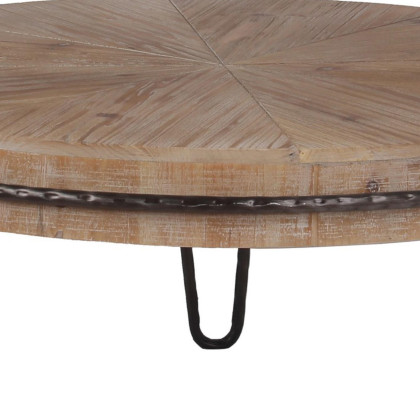 31.5 Inches Wooden Coffee Table with Hairpin Legs, Brown and Black
