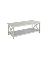 1 Open Shelf Wooden Coffee Table with X Shaped Accents, White
