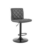 20 Inch Metal and Leatherette Swivel Bar Stool, Black and Gray