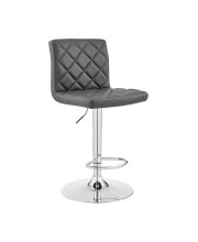 20 Inch Metal and Leatherette Swivel Bar Stool, Gray and Silver