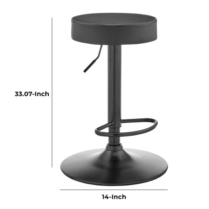 15 Inch Metal Barstool with Round Swivel Seat, Black