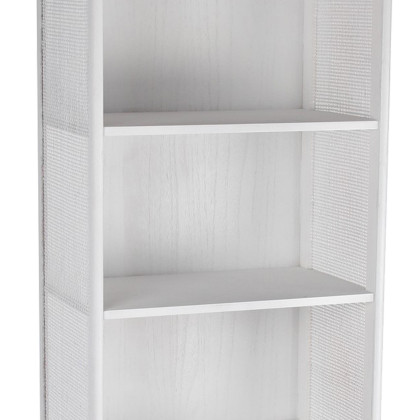 1 Drawer Wood Rack with 5 Open Shelves, White