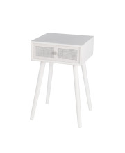 1 Drawer Wooden Accent Table with Angled Legs, White