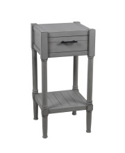 1 Drawer Accent Table with Plank Style, Gray