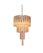 16 Inch Glass Chandelier with Spiral Tube Shades, Gold