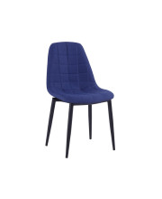 18 Inch Upholstered Dining Chair, Square Stitching, Metal Legs, Dark Blue