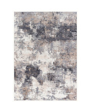 7 x 5 Artisanal Soft Fabric Floor Area Rug, Abstract Art, Gray Multicolor