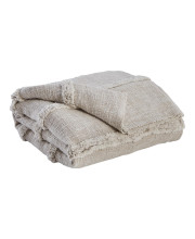 60 Inch Soft Cotton Throw Blanket with Stonewashed Stripe Design, Gray