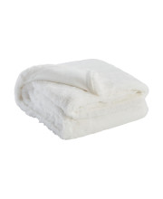 60 Inch Throw Blanket, Soft Faux Rabbit Fur Front, Set of 3, Fabric, White