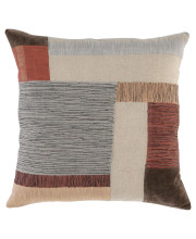 22 Inch Square Accent Throw Pillow, Modern Patchwork, Beige Multicolor