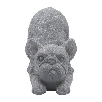 15 Inch Modern Resin Accent Decoration, Downward Stretching Bulldog, Gray