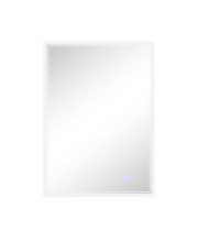 24 x 36 Inch Frameless LED Illuminated Bathroom Wall Mirror, Touch Button Defogger, Metal, Silver