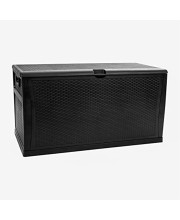 120 Gallon Plastic Deck Box - Outdoor Waterproof Storage Box for Patio Cushions, Garden Tools and Pool Toys, Black