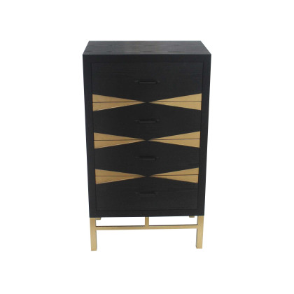 14 X 23 X 40 Black & Gold 4 Drawer Side Table