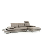 34 Grey Fabric Foam Wood And Steel Sectional Sofa